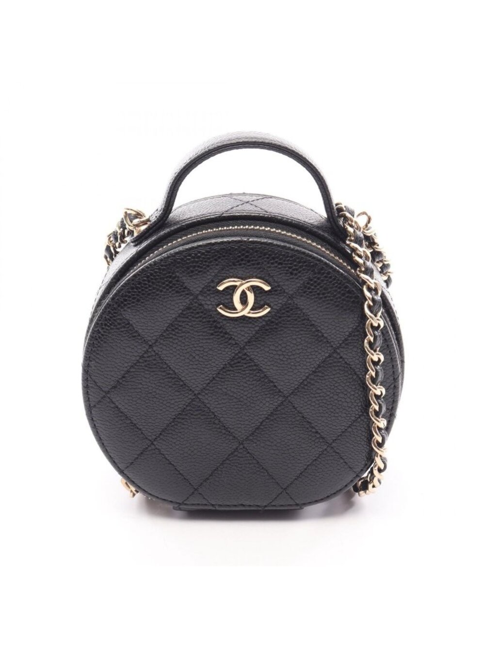 Chanel Shoulder Bag Small Vanity Quilted 2-Way Black